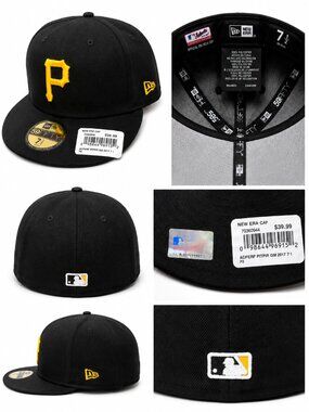 NWT New Era Pittsburgh Pirates 59FIFTY Fitted Hat Black Gold